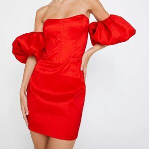 Nasty Gal Taffeta Bardot Dress 6
